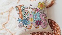 floral Texas throw pillows for couch colorful decorative pillows for sofa, whimsical home decor gift dorm decor, Texas gifts for house, TX