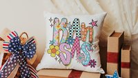 colorful Kansas throw pillows for couch bright Kansas college dorm decor for girls, hippie flower decorative pillows for sofa, Kansas gifts