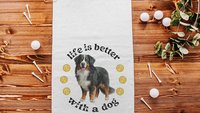 life is better with a dog tennis towels for women, tennis mom sweat towel with loop, unique dog mom gifts, best gifts for dog lovers, gym