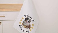 life is better with a dog tennis towel, Bernese mountain dog sweat towel with loop, best gifts for dog lovers, gym bag accessories, unique