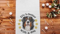 life is better with dogs golf towel Christmas gifts for golfers, golf stocking stuffers, Bernese mountain dog gift for him, golf bag towel