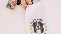 life is better with dogs golf towel Christmas gifts for golfers, golf stocking stuffers, Bernese mountain dog gift for him, golf bag towel