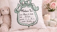 custom birth stats pillow for nursery chair, personalized baby keepsake gifts, infant boy baby stats gift, first time mom gift sentimental
