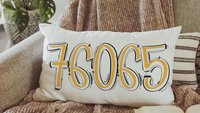 custom zip code pillow for couples, long pillows for full beds, real estate agent gifts for her, yellow dorm decor for college girls, new