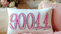 custom hot pink pillow cover 12x20, zip code pillow for couch, real estate agent gift, trendy decorative pillows, teenage girl bedroom decor