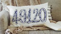 custom zip code pillow for bed, real estate agent gift, teal plaid decorative pillow covers 12x20, realtor office grand opening gift ideas