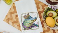 Mardi Gras alligator kitchen towels for daughter, Fat Tuesday decor, unique household gifts for wife, Louisiana gator gifts for women, New