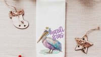 watercolor pelican Mardi Gras kitchen towels for daughter, Fat Tuesday decor, unique household gifts for wife, pelican decor, Louisiana