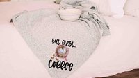 but first coffee snuggle blanket for couples, coffee lover gifts for her, cozy Valentines day gifts for girlfriend, funny throw blankets for