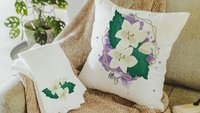 custom May birth flower throw pillow for sofa, Lily of the Valley kitchen towel, May birthday gifts for her, botanical throw pillow covers