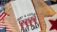 just a little cray cray funny kitchen towels for women, foodie gifts cute crawfish hand towels for besties, crawfish boil party decor, Cajun