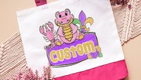 personalized Mardi Gras alligator tote bag for boys, Louisiana gator gifts for kids, carnival parade bag with name, king cake baker merch