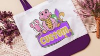 personalized Mardi Gras alligator tote bag for boys, Louisiana gator gifts for kids, carnival parade bag with name, king cake baker merch
