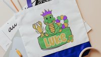 personalized Mardi Gras alligator tote bag for boys, Louisiana gator gifts for kids, carnival parade bag with name, king cake baker merch