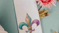 Mardi Gras carnival mask kitchen towels for gifts, watercolor fleur de lis hand towels for every season, Fat Tuesday decor, unique gifts for