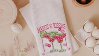 margs and kisses bar towels, Valentines day gift for adult daughter, margarita bar bachelorette favors for bridesmaids, Valentines kitchen