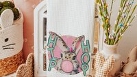 hip hop Easter bunny kitchen towels for gifts, bubblegum bunny Easter throw pillows for kids, cute Easter kitchen decor, Easter hostess gift