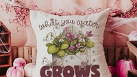 what you water grows inspirational throw pillows for couch floral decorative pillows for bed, home decor gift for women, gardener gifts for