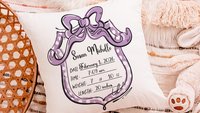 custom birth stats pillow for nursery chair, personalized baby keepsake gifts, infant boy baby stats gift, first time mom gift sentimental
