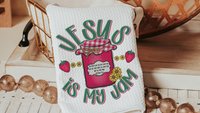 personalized Jesus is my jam hand towels for kitchen Christian gifts for daughter wedding shower, strawberry kitchen decor, Matthew 22:37