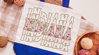 floral Indiana tote bag for moms, realtor tote bag real estate agent gift, Indiana girl Indiana gifts, reusable bag eco friendly bag for
