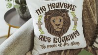 the heavens are roaring lion throw pillows for kids, John 3:16 Bible verse decorative pillows for couch, scripture nursery decor, Christian