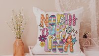 pink checkered North Carolina throw pillow for couch, NC gifts, real estate office decor, new realtor gifts, colorful floral decorative