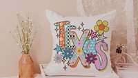 floral Texas throw pillows for couch colorful decorative pillows for sofa, whimsical home decor gift dorm decor, Texas gifts for house, TX