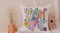 colorful Kansas throw pillows for couch bright Kansas college dorm decor for girls, hippie flower decorative pillows for sofa, Kansas gifts