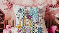 colorful Tennessee pillow for dorm, cute Tennessee gifts for her, real estate office decor, new realtor gifts, decorative pillows for couch