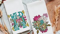 wild faith kitchen towels for gifts, boho floral hand towel for bathroom, southwestern kitchen decor, turquoise thunderbird gifts for women