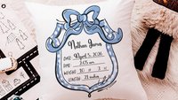 custom birth stats pillow for nursery chair, personalized baby keepsake gifts, infant boy baby stats gift, first time mom gift sentimental