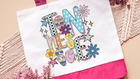 Nashville Tennessee girls trip tote bag for school, Tennessee gifts for her, cute checkered realtor tote bag real estate agent gift, rainbow