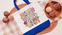 rainbow stripe North Carolina tote bag for her, North Carolina gifts for women, realtor tote bag real estate agent gift, NC gifts, floral
