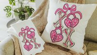 xoxo Valentines throw pillow covers 18x18, Valentines coquette kitchen towels for gifts, key to my heart decorative pillows for couch, V day