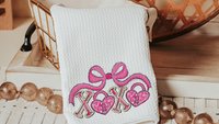 pink bow Valentines coquette lumbar throw pillows for couch, xoxo Valentines kitchen towels for bride, key to my heart decorative pillows