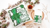 not lucky simply blessed shamrock cross kitchen towel for friends, Christian St Patricks Day decorations, Irish gifts for her, St Pattys Day