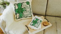 not lucky simply blessed shamrock cross kitchen towel for friends, Christian St Patricks Day decorations, Irish gifts for her, St Pattys Day