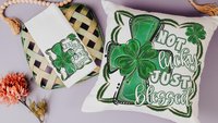 not lucky simply blessed shamrock cross kitchen towel for friends, Christian St Patricks Day decorations, Irish gifts for her, St Pattys Day