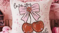 love you cherry much throw pillows for couch red cherry decor for room, Valentines Day decorative pillow covers 18x18, Galentines day gifts