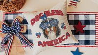 dog bless America 4th of July kitchen towel for bbq, red white and blue patriotic dog hand towel for gifting, Bernese mountain dog gift