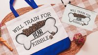 personalized will train for kibble dog treat bag, dog mom wristlet with strap, dog training accessories, dog lover gifts for women, zipper
