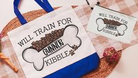 personalized will train for kibble dog treat bag, dog mom wristlet with strap, dog training accessories, dog lover gifts for women, zipper
