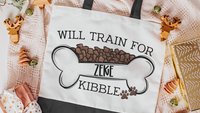 personalized will train for kibble dog treat bag, dog mom wristlet with strap, dog training accessories, dog lover gifts for women, zipper