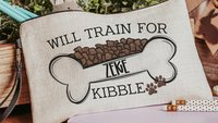 personalized will train for kibble dog treat bag, dog mom wristlet with strap, dog training accessories, dog lover gifts for women, zipper