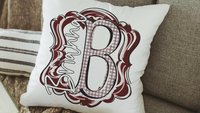 Personalized initial throw pillow for couch purple gingham decorative pillows for girls, purple home decor gift dorm decor, name pillow