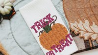 trick or treat Halloween kitchen towels for fall, boo basket stuffers for adults, cute pumpkin hand towels for bathroom, whimsical Halloween