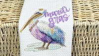 watercolor pelican Mardi Gras kitchen towels for daughter, Fat Tuesday decor, unique household gifts for wife, pelican decor, Louisiana