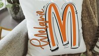 personalized initial pillow for girls, name throw pillows for couch orange college freshman gifts, accent pillows for dorm room, teen girl