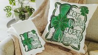 not lucky simply blessed shamrock cross kitchen towel for friends, Christian St Patricks Day decorations, Irish gifts for her, St Pattys Day